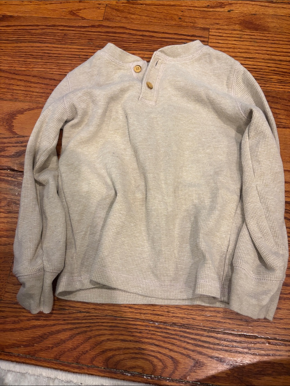 Kid’s Cream Henley Knit Sweater - Lightweight Waffle Crew